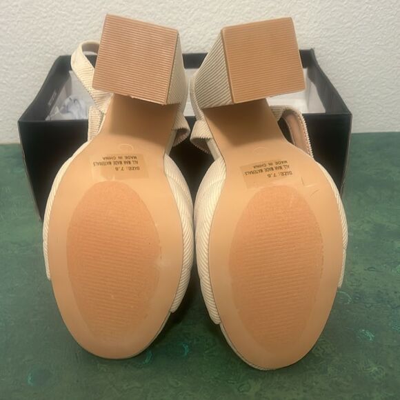 Lulu’s Rahele Cream Corduroy Ankle Strap High Heel Sandals, size 7.5 - Picture 11 of 13